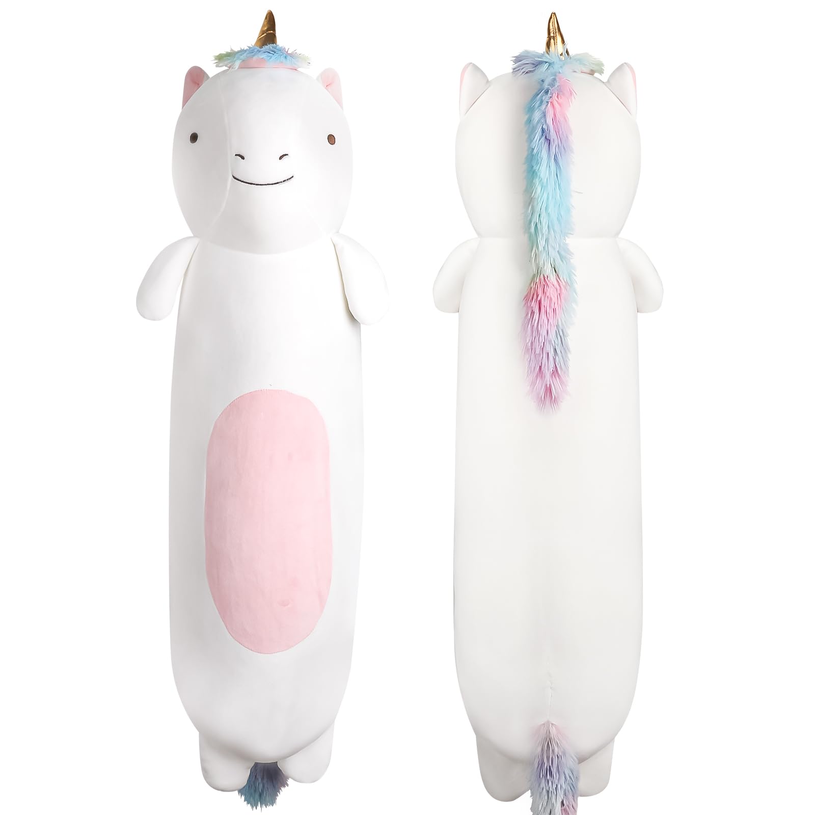 22    Long Unicorn Plush Body Pillow, Cute Colorful Unicorn Stuffed Animals, Unicorn Squishy Soft Plushies Toy, Gifts For Kids G
